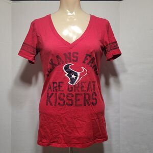 Victoria's Secret Pink NFL Tee Red Texans Fans Are Great Kissers SS - Size Small